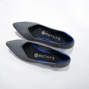 Rothy's Size 7 Black and White Pointed Toe Knit Flats
